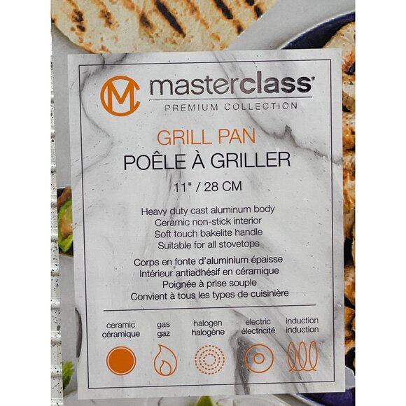 Master Class Grill Pan 11" Cast Aluminum Non-Stick‎ Wood-Effect Handle New - Picture 4 of 5